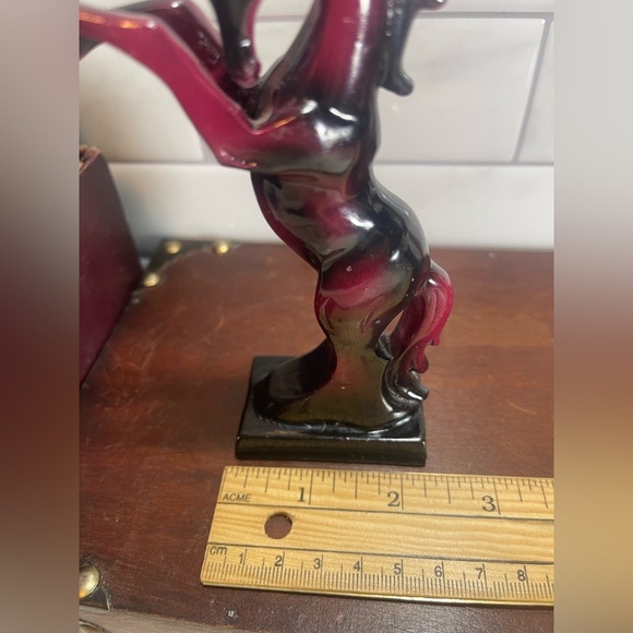 Wild Horse Stallion Asian Figurine Resin Deep Red Pink - Picture 12 of 12